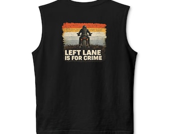 左車線は犯罪用シャツ、バイカーシャツ ヴィンテージ、モーターサイクルライダーTシャツ、面白いバイカーシャツ、レトロモーターサイクルシャツ、ライダーギフト、マッスルシャツ