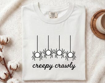 Maglietta con disegno di ragno, regalo inquietante per Halloween, maglietta piatta da donna, maglietta con aracnide, maglietta horror per fan, maglietta spettrale, grafica inquietante, maglietta chic con ragnatela