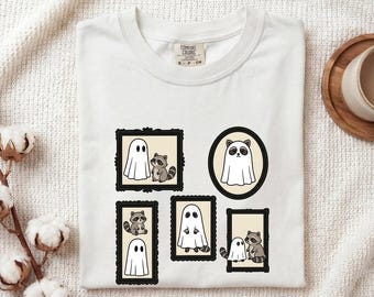 Raccoon Spirit Shirt Halloween Wildlife Gift Women Comic Tee Trash Panda T-Shirt Horror Fan Cartoon Tshirt Animal Graphic Simple Photo Frame