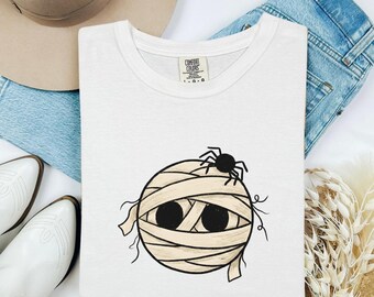 Mummy Head Shirt Halloween Horror Gift Women Sketch Tee Mummy T-Shirt Horror Fan Drawing Tshirt Comic Web Tshirt