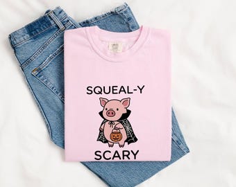 Pig Vampire Shirt Halloween Animal Gift Women Cute Tee Swine T-Shirt Horror Fan Creatures Graphic Tshirt Cartoon Pumpkin Tshirt