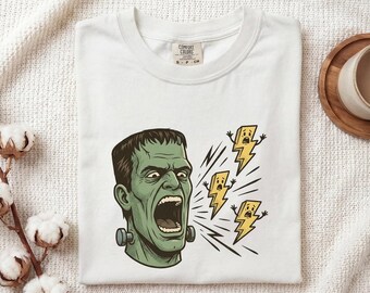 Maglietta con figura di Frankenstein, regalo di Halloween per la bestia, maglietta old school da donna, maglietta mostro, maglietta per fan dell'horror, maglietta con creatura, grafica mostro.