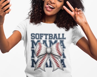Softball Mama Shirt Bow, Softball Mom Shirt, Game Day Softball Tee, Sports Mom Shirt, Baseball Bow Shirt, Softball Fan Gift, Mama Shirt