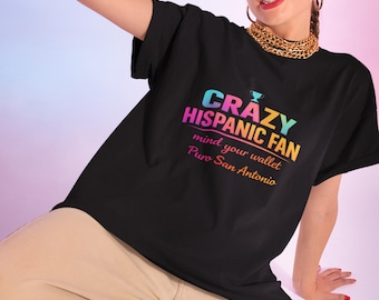 クレイジーなヒスパニック系バスケットボールファンシャツ、サンアントニオシャツ、プーロ・サンアントニオTシャツ、スパーズファンシャツ、ラティーノプライドシャツ、テキサスユーモアシャツ