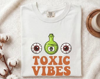 Toxin Bottle Shirt Halloween Scary Gift Women Rustic Tee Poison T-Shirt Horror Fan Creepy Graphic Frightening Design Hand Drawn Eyeballs