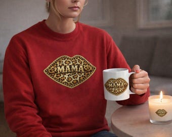 ママギフトセット、ヒョウ柄ママバンドル、ママスウェットシャツマグキャンドルセット、母の日ギフト、新米ママギフト、おしゃれなママギフトボックス