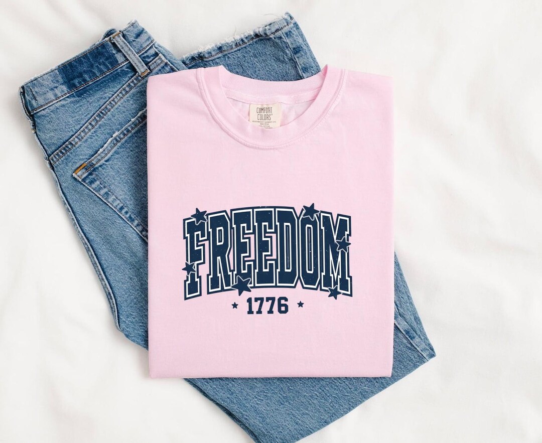 College Lettering Shirt America Independence Gift Women Retro Tee ...