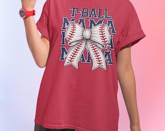 T-Ball Mama Shirt Bow, T-Ball Mom Shirt, Game Day Shirt, Sports Mom Tee, Baseball Bow Shirt, Tee BallFan Shirt, Team Mom Gift