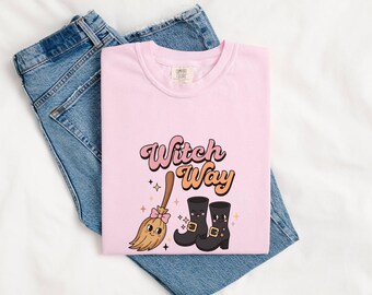 Witch Accessories Shirt Halloween Witch Gift Women Kawaii Tee Witchery T-Shirt Halloween Fan Magical Tshirt Sorcery Graphic Cartoon Stars