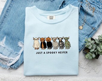 Camiseta de vaca de las Tierras Altas, divertida camiseta estampada de Halloween con diseño de granja para mujer.
