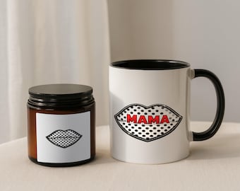 マママグとキャンドルセット、ママへのギフト、母の日ギフト、マママグギフトセット、かわいいママの唇マグ、ママへのギフト、新米ママへのギフト