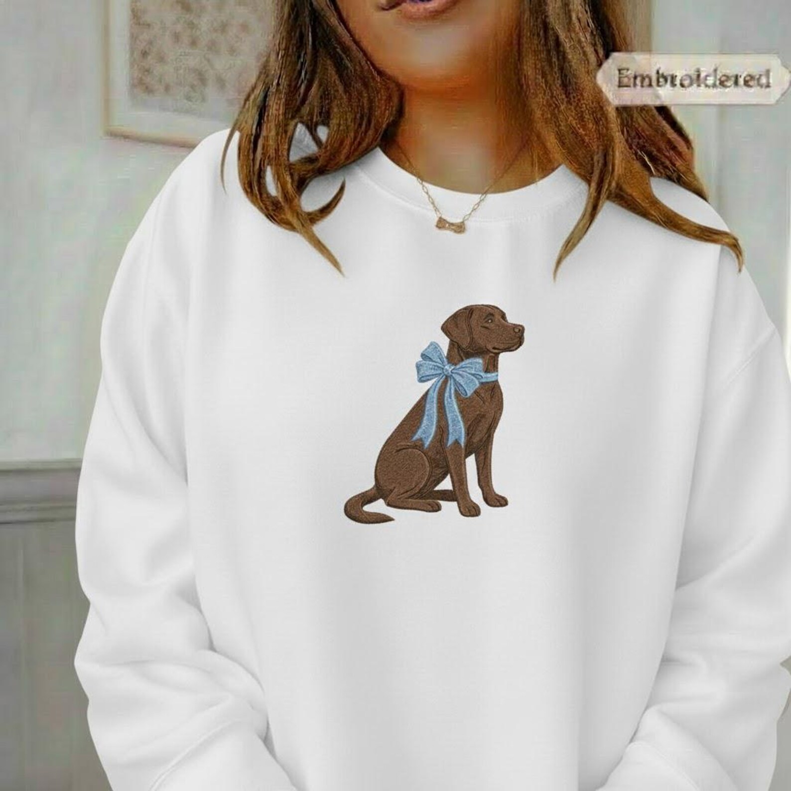 Chocolate Labrador Embroidery Design,lab Dog With Bow Machine ...