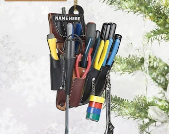 Personalized Electrician Tool Bag Christmas Ornament, Custom Proud Electrician 2
