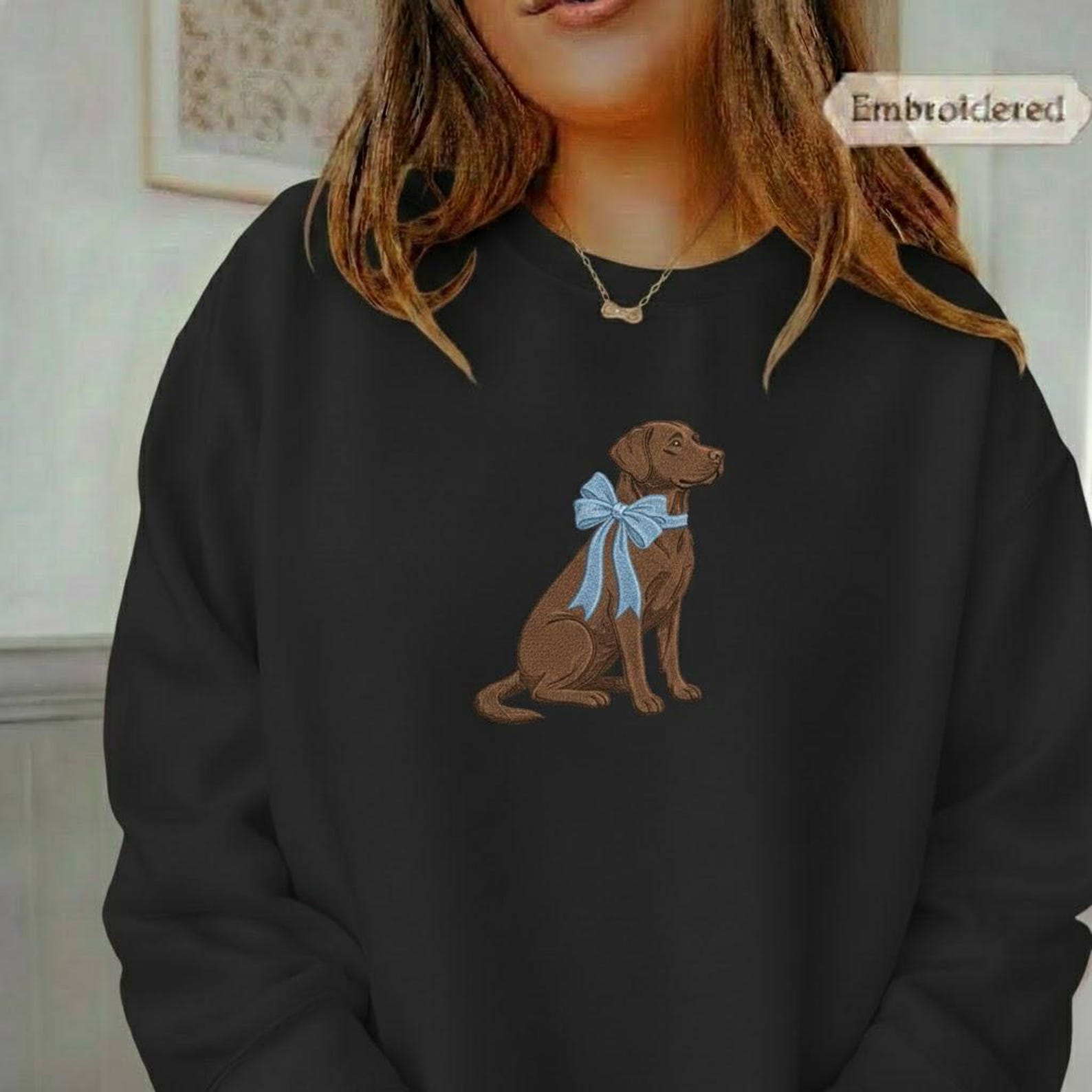 Chocolate Labrador Embroidery Design,lab Dog With Bow Machine ...