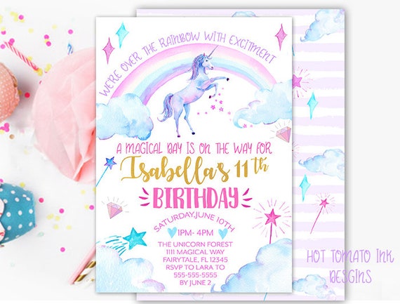 items similar to unicorn invitation unicorn birthday invitation rainbow