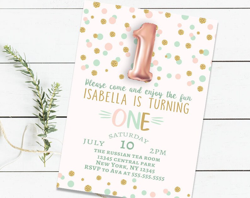 First Birthday Invitation One Year Old Birthday Etsy