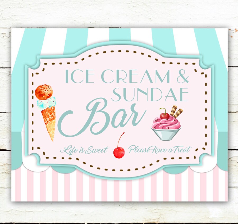 Ice cream sign Ice cream bar sign Sundae Bar sign Ice Cream Etsy