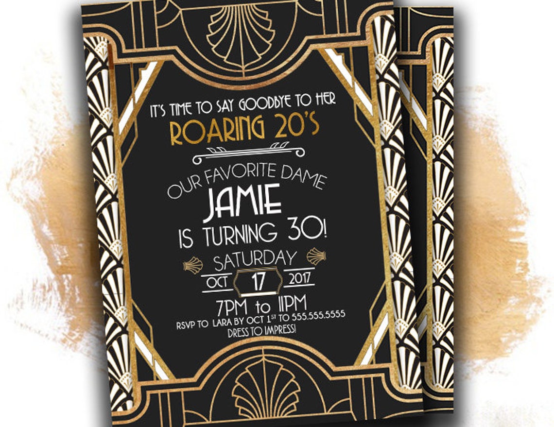 Roaring 20s Invitationgreat Gatsby Invitation 30th Birthday Etsy
