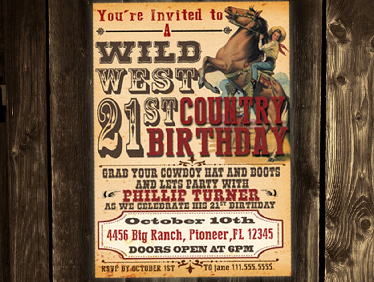 Cowboy Party Invitation Western Invitationwild West Cowboy Etsy