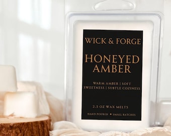 Honeyed Amber Wax Melts, Warm Sweet Amber Scent, Cozy Home Fragrance, Hand Poured Cubes