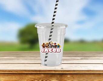 Custom Birthday Plastic Cups, Personalized Video Game Inspired Party Supplies