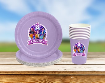 Custom Pop Star Hero Tableware Set, Personalized Anime Party Supplies