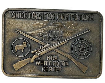 NRA Whittington Center Shooting For Our Future Vintage Belt Buckle Brass Tone