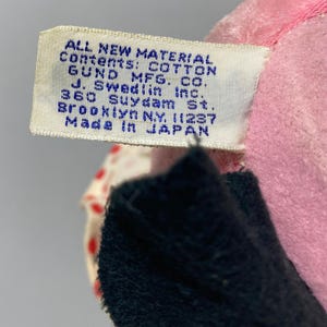 Vintage Walt Disney Minnie Mouse Gund Rubber Face Plush Roly Poly Rattle * afbeelding 6