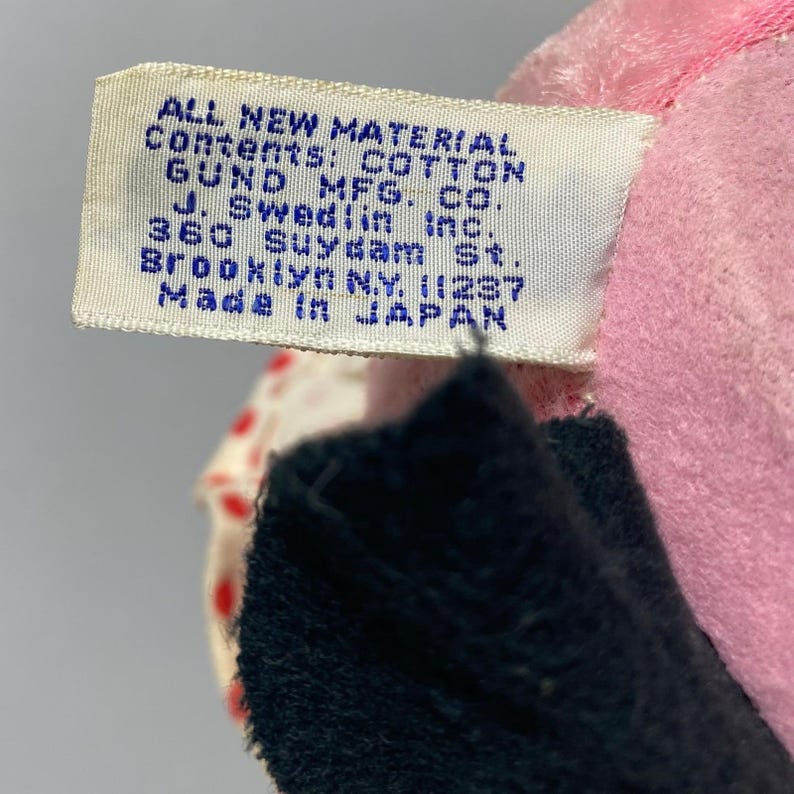 Vintage Walt Disney Minnie Mouse Gund Rubber Face Plush Roly Poly Rattle * afbeelding 6