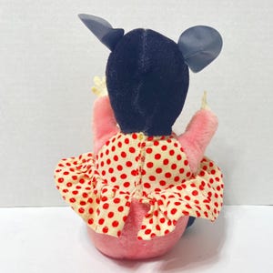 Vintage Walt Disney Minnie Mouse Gund Rubber Face Plush Roly Poly Rattle * afbeelding 2