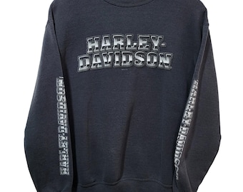 Vintage 2002 Harley Davidson St Joe Missouri Crewneck Sweatshirt Black Mens M