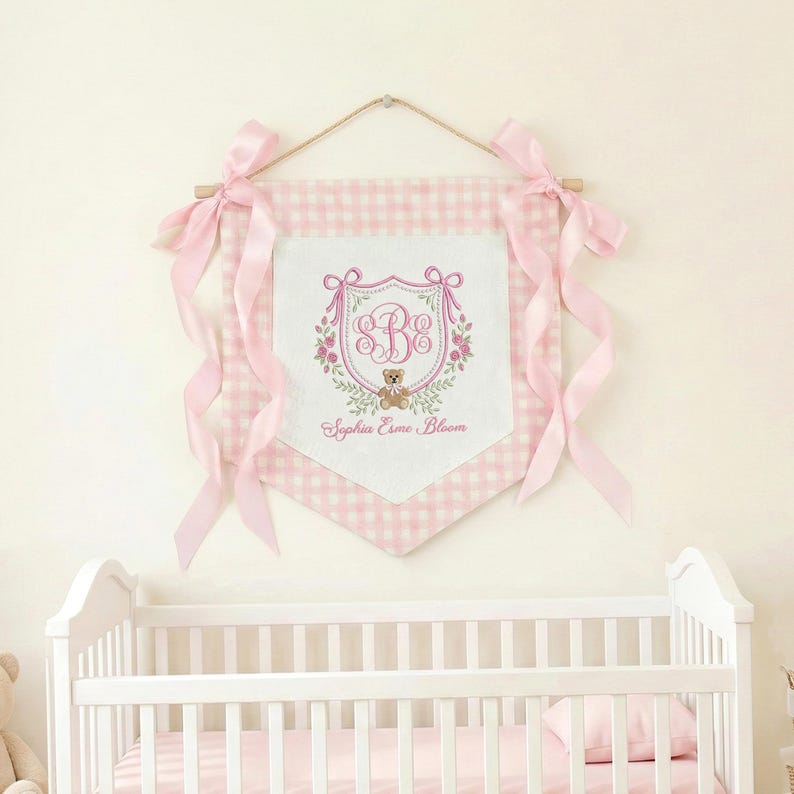 Personalized Embroidered Baby Banner Wall Decor, Custom Name Infant ...