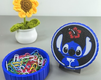 Stitch Erinnerungsbox | Süßer runder Candy & Jewelry Organizer mit Deckel | Stitch Schreibtischdekor, Eingangsbereich, Geschenk für Stitch-Liebhaber