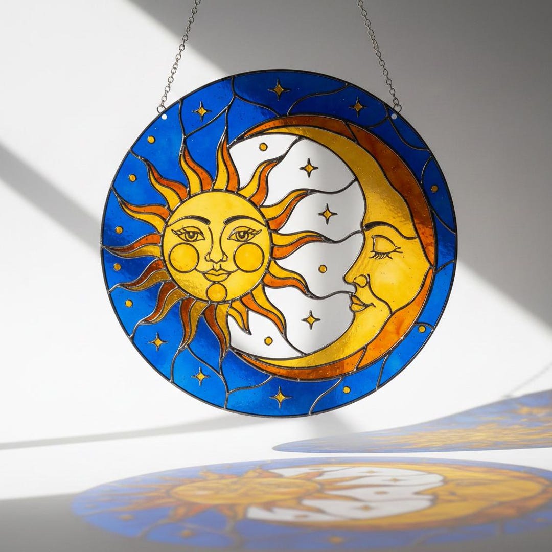 Sun and Moon Suncatcher, Celestial Window Decor, Boho Home Decor ...