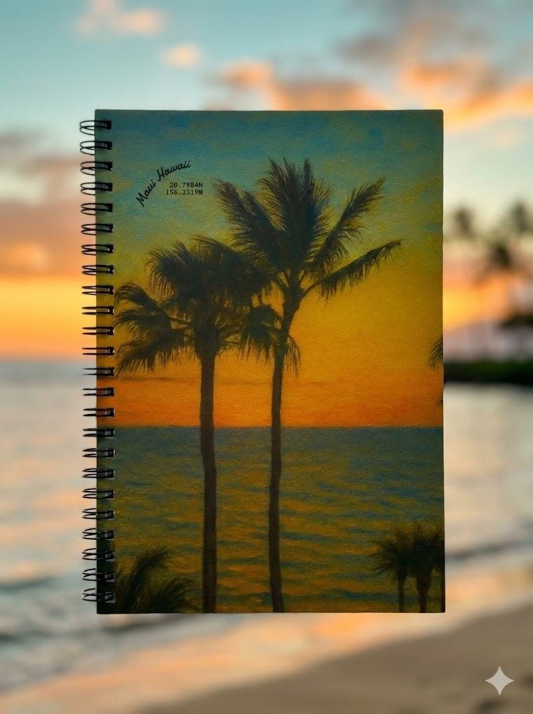Maui Sunset Landscape Painting Spiral Notebook | Ruled Line - Etsy