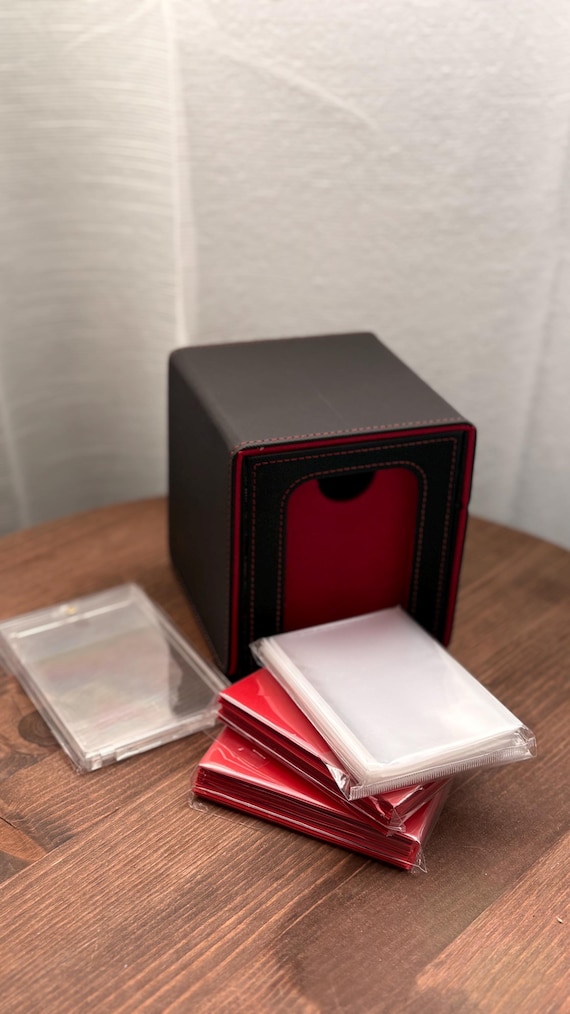 Black and Red Trading Card Deck Box With Dice Tray, Sleeves & Magnetic Case  - Etsy