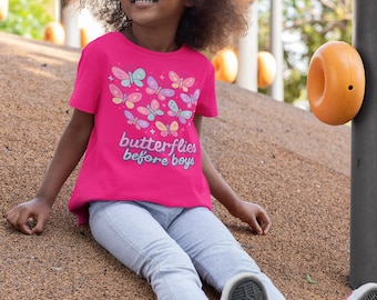 Butterfly Graphic Tee Girls, Butterflies Before Boys, Youth Shirt