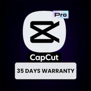 May include: A digital graphic with a white oval containing a black and white symbol, the word "CapCut" in white, and a white rectangle with the text "35 DAYS WARRANTY". A small rectangle with the word "Pro" is in the upper right corner.