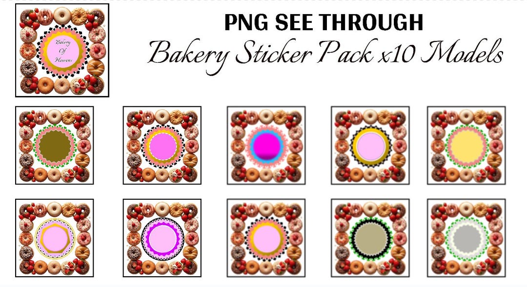 Bakery Logo PNG Set | Donut & Cupcake Clipart | Sweet Dessert Digital ...