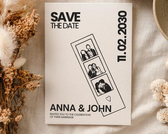 Save the Date Template, Minimalist Printable Invite, Scribble Illustration Design, Editable Canva Download