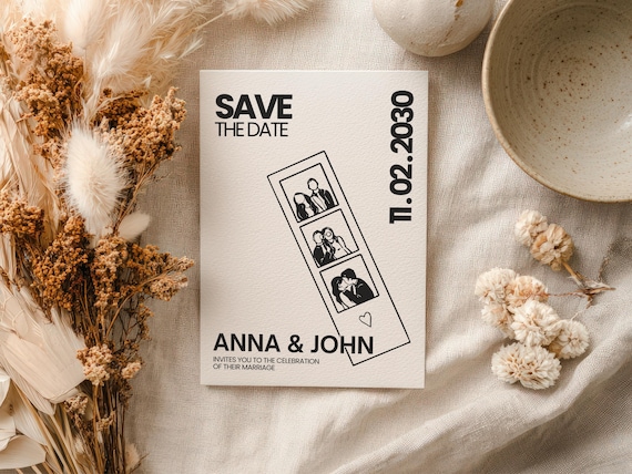 Save the Date Template, Minimalist Printable Invite, Scribble Illustration Design, Editable Canva Download