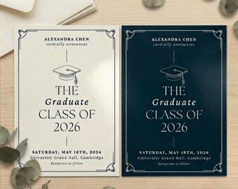 Graduation Invitation, Announcement Canva Template, College, University, High School Graduation