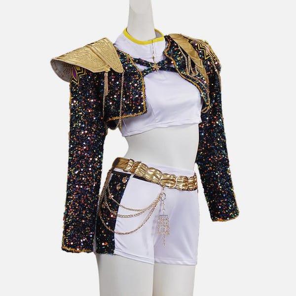 Costume Cosplay Rumi Kpop Pour Fille - Veste, Short, Débardeur - Taille 130/140/150 Cm - Pour Carnaval, Halloween, Spectacle