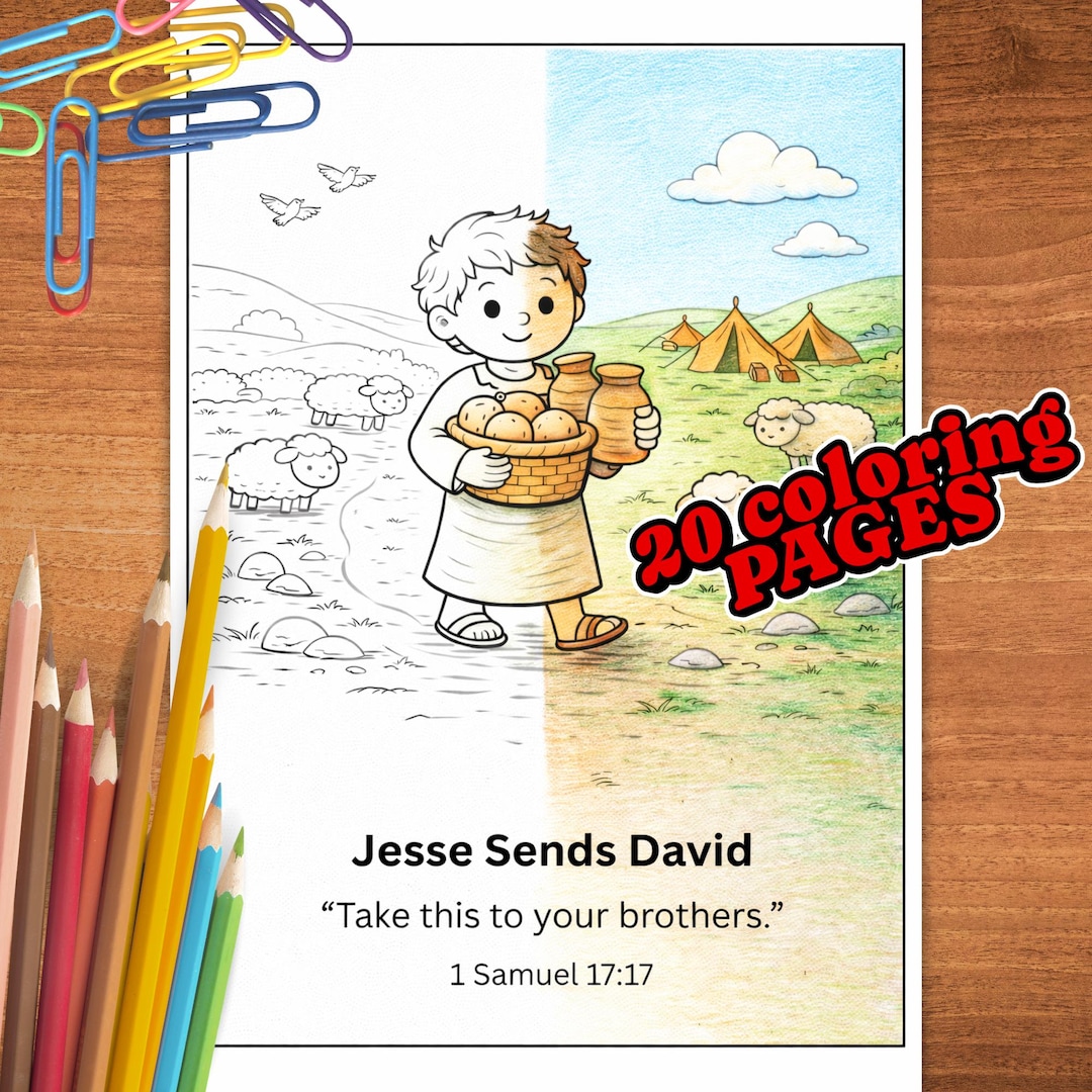 Kids David and Goliath Coloring Pages, Bible Story Learning, Christian ...