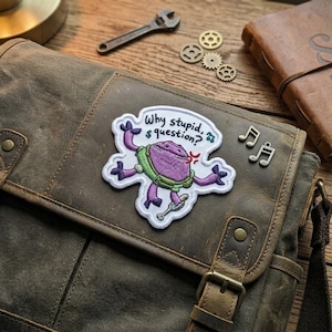 Embroidered patch featuring the silly question "Why ask?" - Space badge - Gift for science fiction book lovers - Iron-on patch