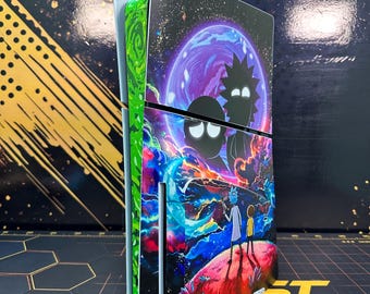 Neon Cosmic PS5 Skin, Space Cartoon Console Wrap, Galaxy Sci-Fi Vinyl Decal, Custom PS5 Disc Edition Skin, Gaming Console Sticker