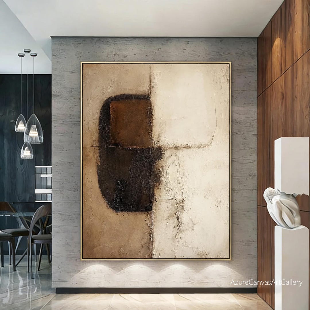 Large Textured Abstract Painting Brown & Black Wabi Sabi Wall Art ...