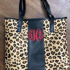 Cheetah Tote Bag Monogrammed Embroidered Tote Bag MADE TO ORDER image 1