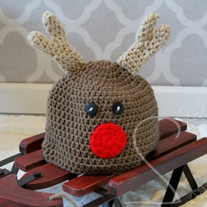 Reindeer Beanie Christmas Hat Christmas Gift Christmas photos Children's Beanie Crochet Gift image 2