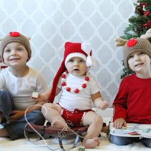 Reindeer Beanie Christmas Hat Christmas Gift Christmas photos Children's Beanie Crochet Gift image 3
